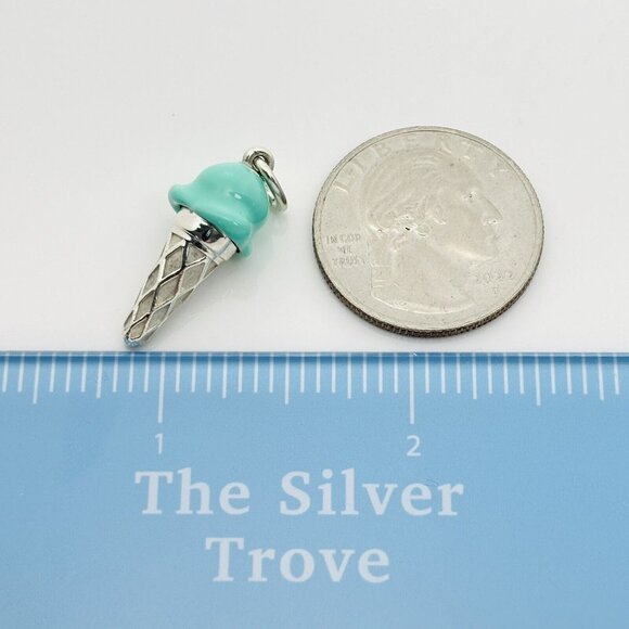 RARE Tiffany Ice Cream Cone Charm in Blue Enamel and Sterling Silver - Picture 9 of 9